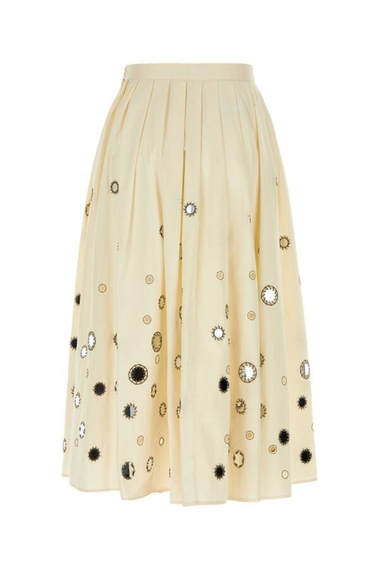 Prada Woman Cream Cotton Skirt