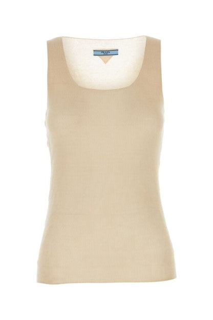 Prada Woman Sand Cotton Tank Top