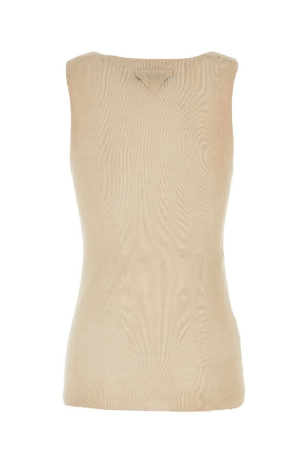 Prada Woman Sand Cotton Tank Top