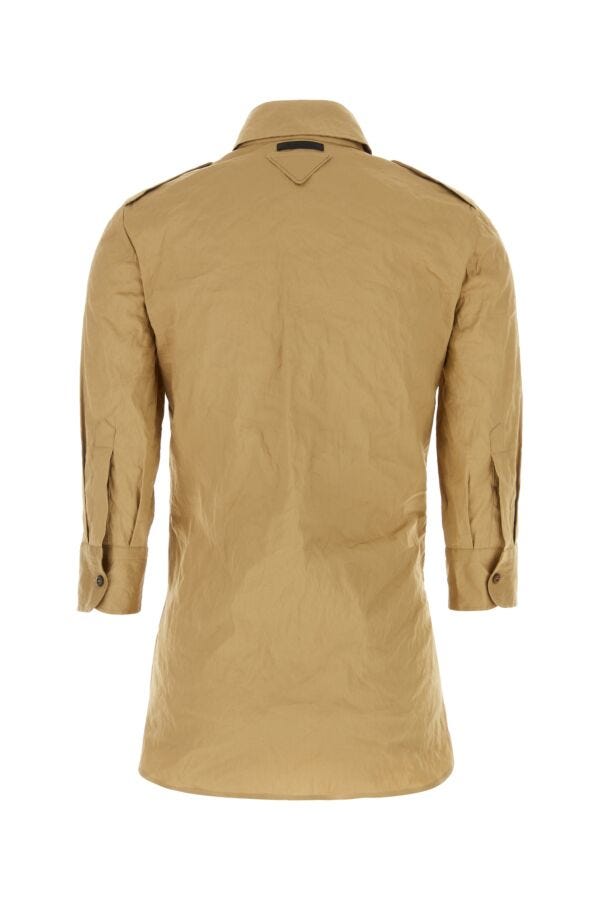 Prada Woman Khaki Stretch Poplin Shirt