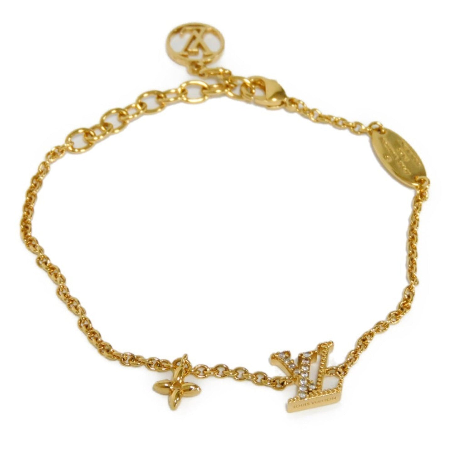 LOUIS VUITTON Bracelet LV Iconic Circle Strass Gold Monogram Flower Clear M00587 Women's Accessories Jewelry