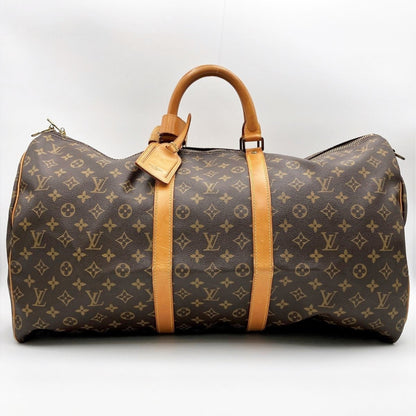 LOUIS VUITTON Keepall Bandouliere 55 Monogram Boston Bag Travel Brown PVC Women Men M41414