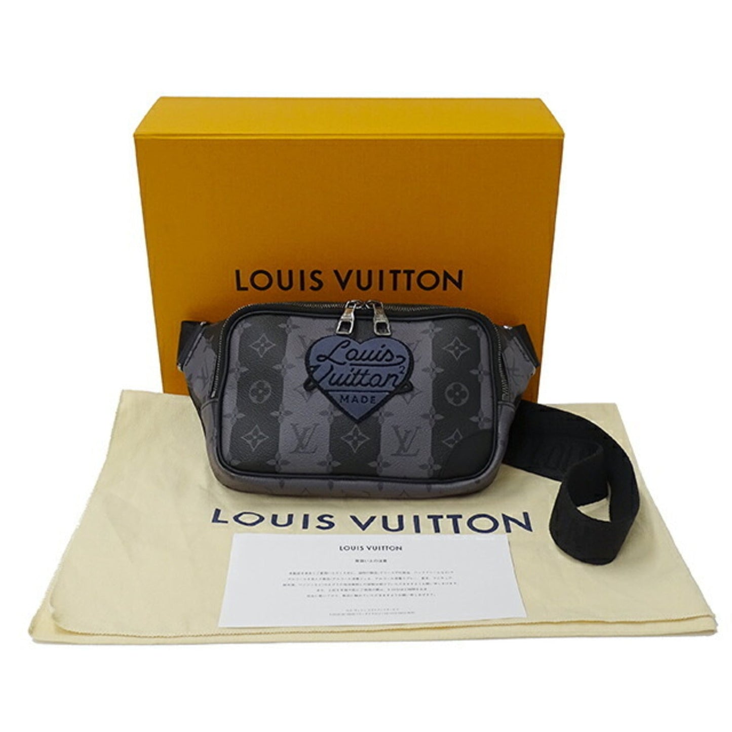 LOUIS VUITTON Bag Monogram Stripe Eclipse Men's Body Waist Modular Sling Black Gray M59338 IC Chip Hip