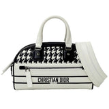 CHRISTIAN DIOR Bag Ladies Handbag Shoulder 2way Vibe Small Leather Black White Houndstooth Bicolor