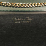 Christian Dior 2way chain CD metal fittings leather green shoulder bag clutch