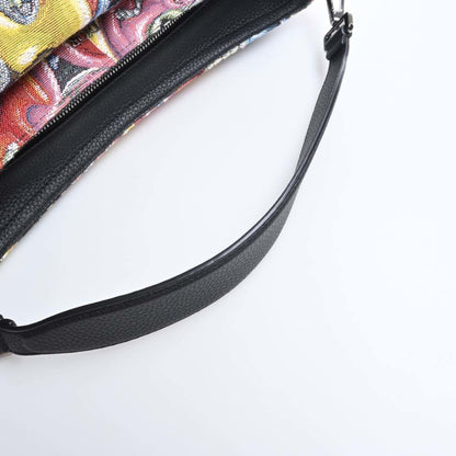 CHRISTIAN DIOR Canvas Saddle Shoulder Bag Kenny Scharf Collaboration Black Multicolor Women's