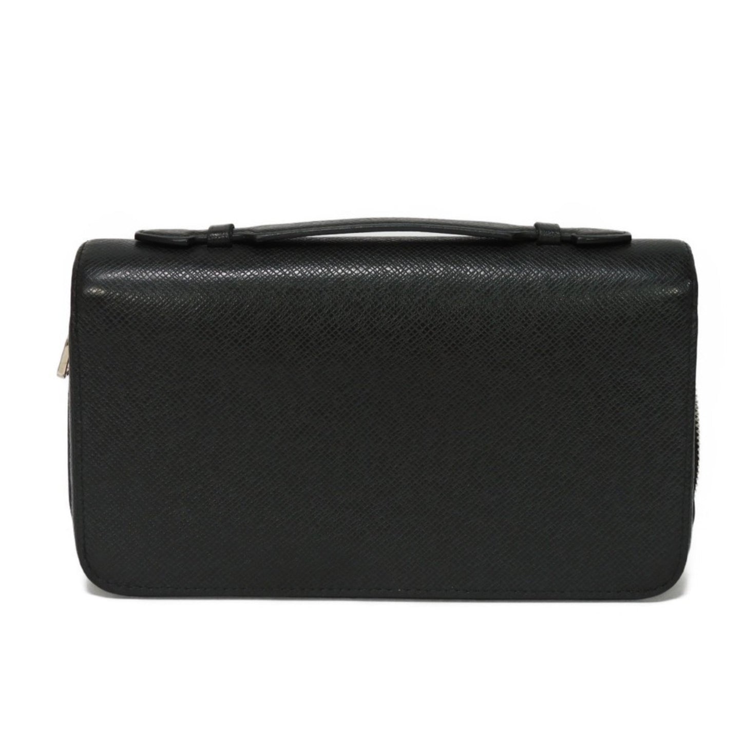 LOUIS VUITTON Long Wallet Zippy XL LV Logo Black Handle Round Zipper Clutch Bag Travel Case Taiga M44275 Men's Billfold