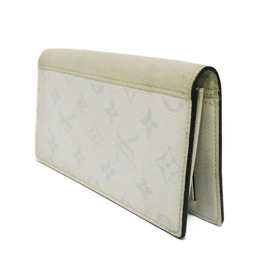 LOUIS VUITTON Long Wallet Portefeuil Brazza LV Logo White New Model Bifold Taigarama Monogram Antarctica M30298 Men's Bill Purse