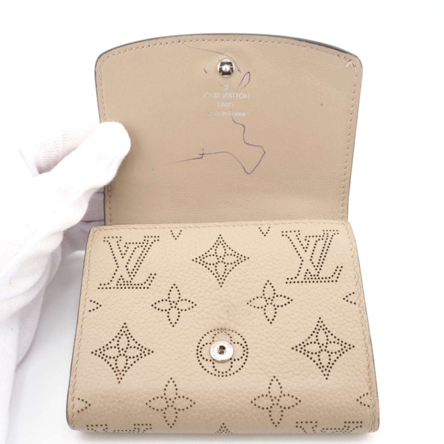 LOUIS VUITTON M62542 Portefeuilles Compact Mahina Bifold Wallet Beige Women's