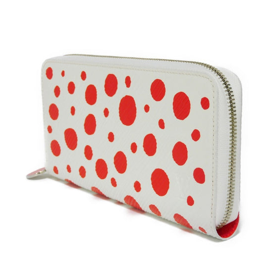 LOUIS VUITTON Long Wallet LV×YK Zippy Yayoi Kusama White Red Epi Infinity Dot M81961 Men's Women's