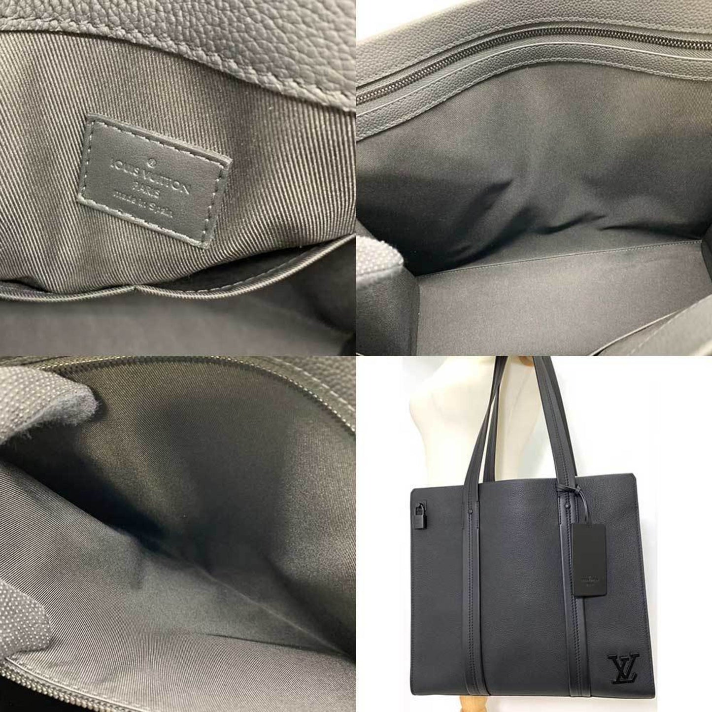 LOUIS VUITTON Bag LV Aerogram Takeoff Tote Noir Black Square Men's Grain Calf Leather M57308 LOUISVUITTON