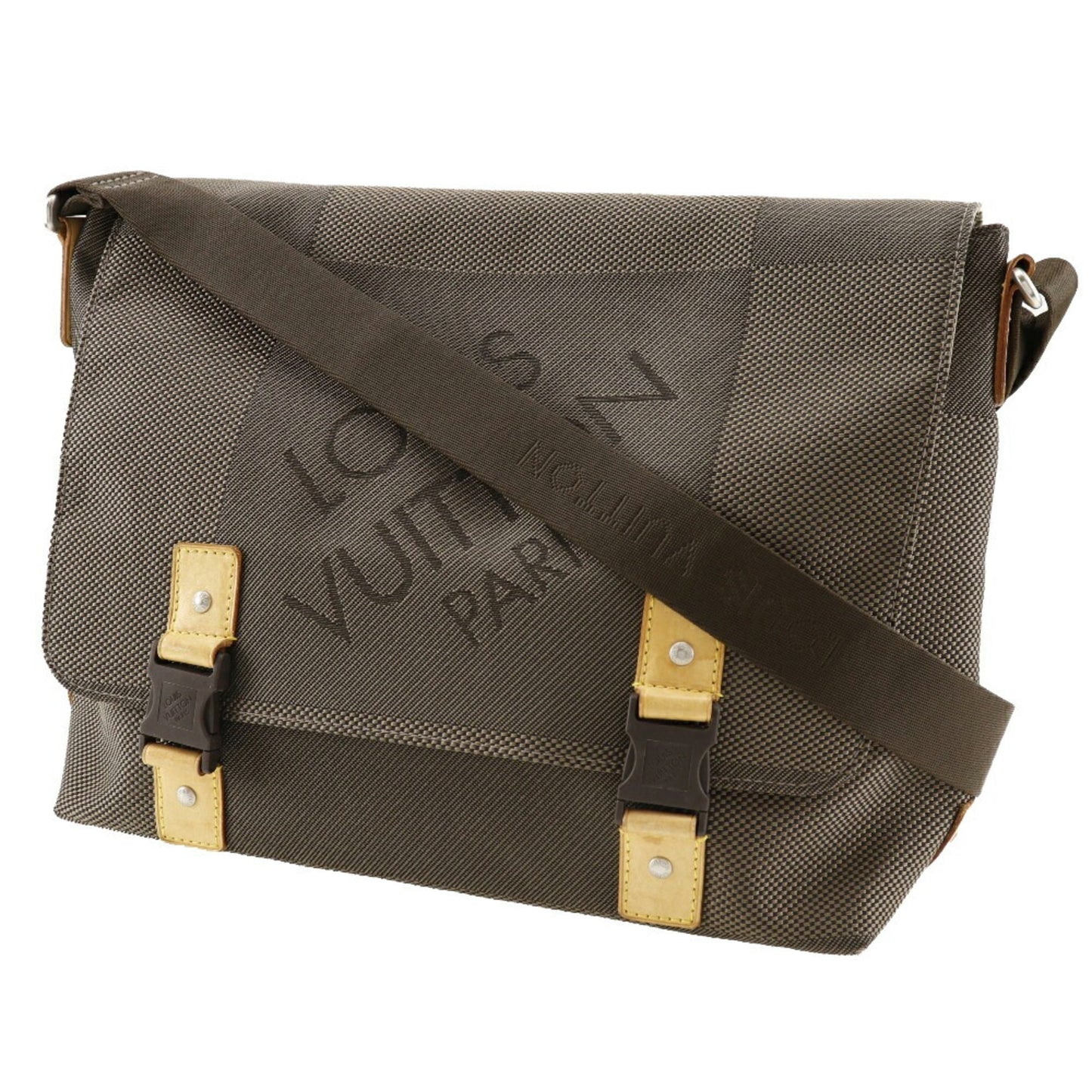 LOUIS VUITTON Roux Shoulder Bag M93077 Damier Jean Canvas Tail Made in France Brown Crossbody 2way A4 Flap Men's