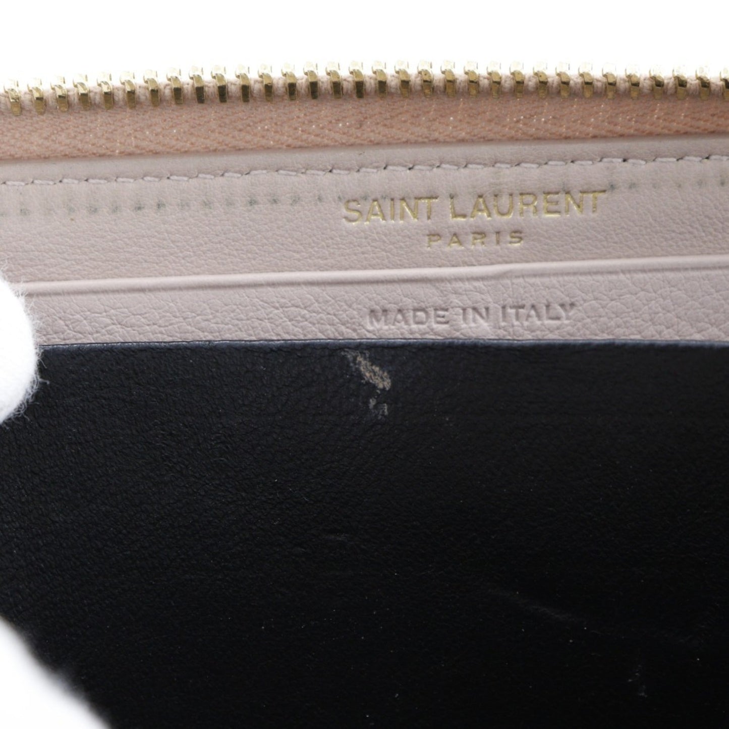 YVES SAINT LAURENT Logo YSL Long Wallet 414570 Leather Beige Ladies