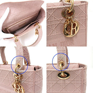 Christian Dior Dior DIOR Lady Dee Light LADY D-LITE Medium Bag M0565JREYM957 2WAY Shoulder Handbag Embroidered Pink