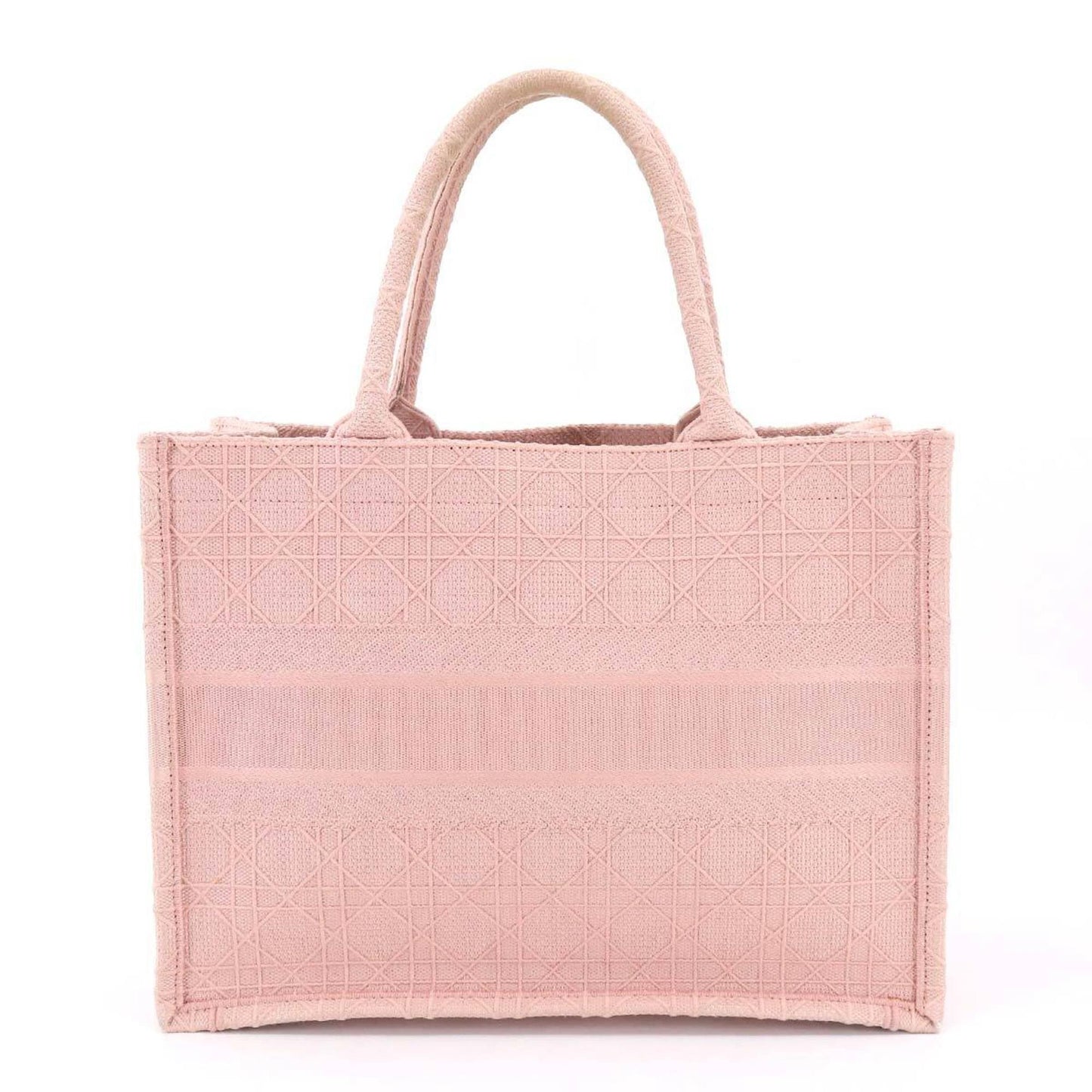 CHRISTIAN DIOR Cannage Book Tote Medium Bag Canvas Pink M1296ZREY