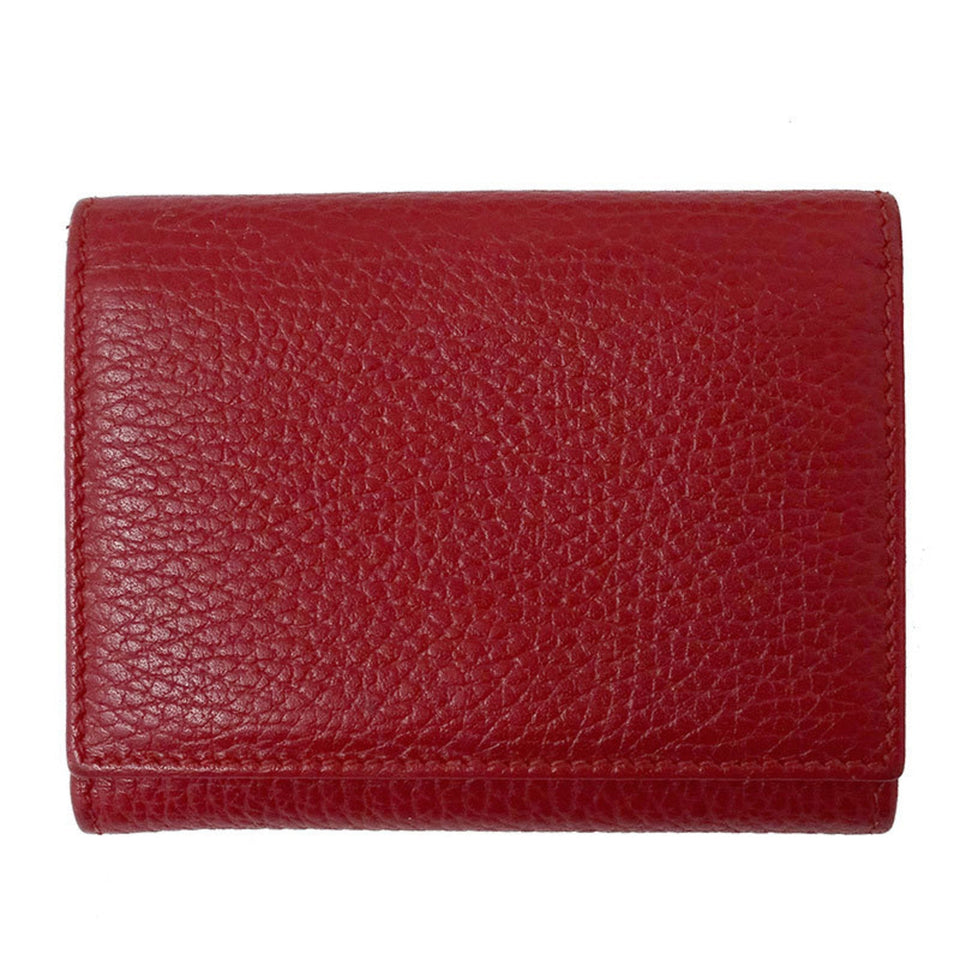 Gucci Wallet Women's Trifold Petit Marmont Leather 474746 Red Compact
