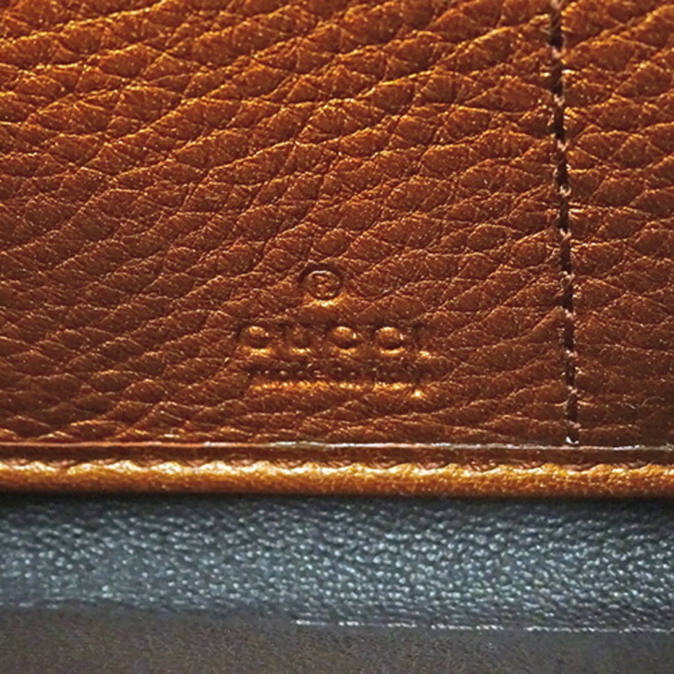 GUCCI Wallet Women's Long Soho Leather Orange 308280 Metallic Tassel Round