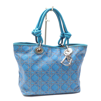 CHRISTIAN DIOR Tote Bag Women's Blue Canvas Leather Pana Hand