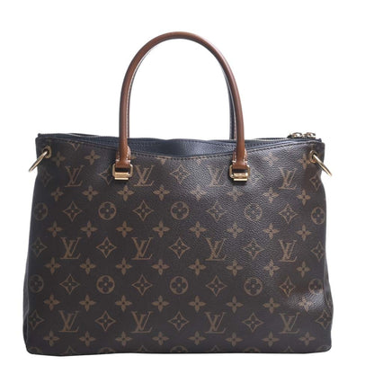 LOUIS VUITTON Monogram Pallas Handbag M41064 Brown/Black Ladies