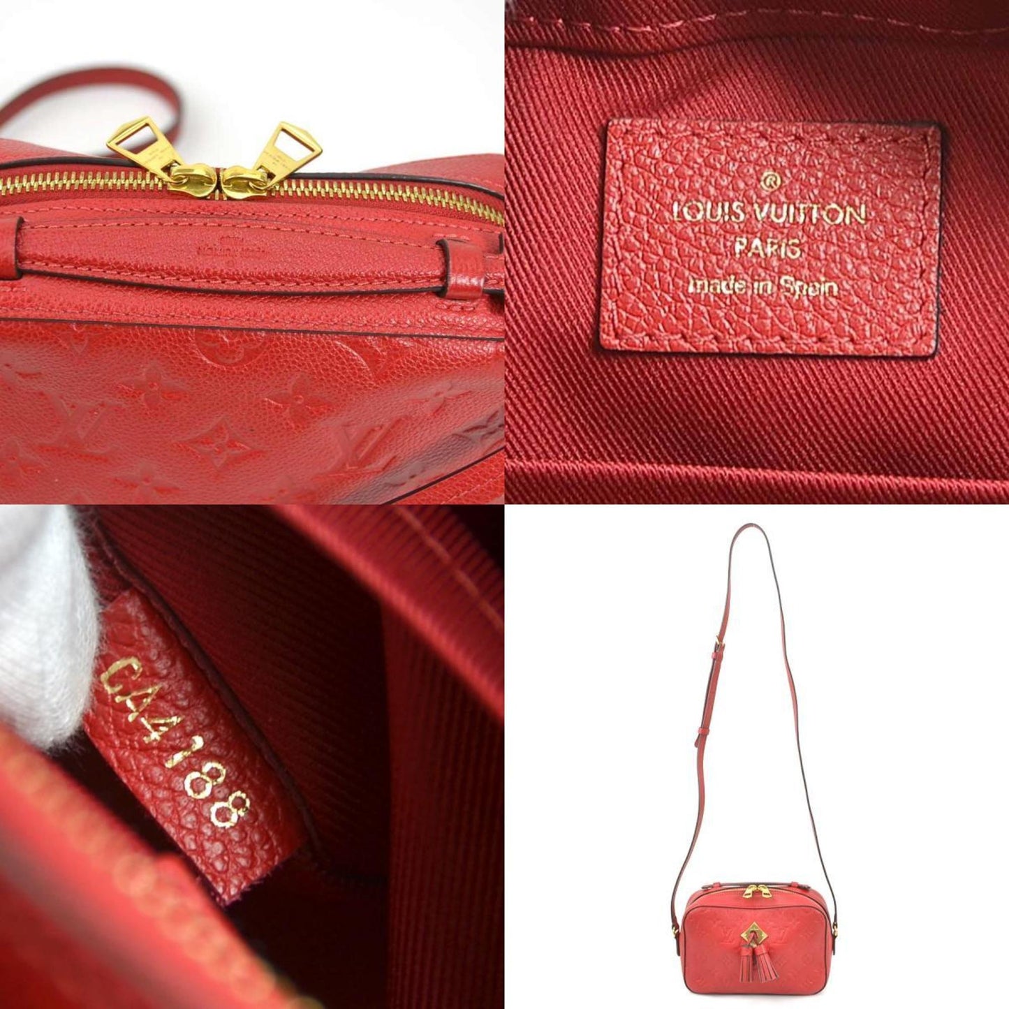 LOUIS VUITTON Crossbody Shoulder Bag Handbag Monogram Emprene Saintonge Red Gold Women's M44606