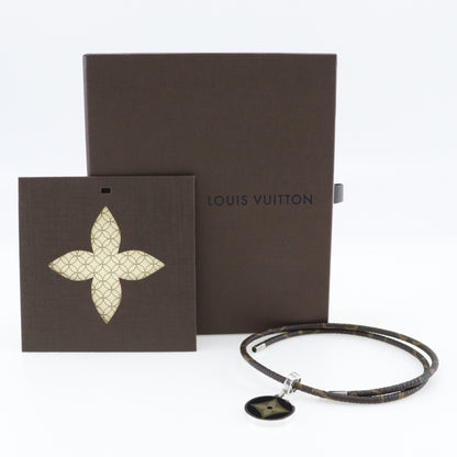 LOUIS VUITTON Pandanty Fleur Choker M65436 925 Silver x Monogram Canvas Made in France Silver/Brown Unisex