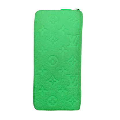 LOUIS VUITTON Zippy Vertical Monogram Taurillon Leather Round Long Wallet Zip Veil Cloak Green M81549 Men Women