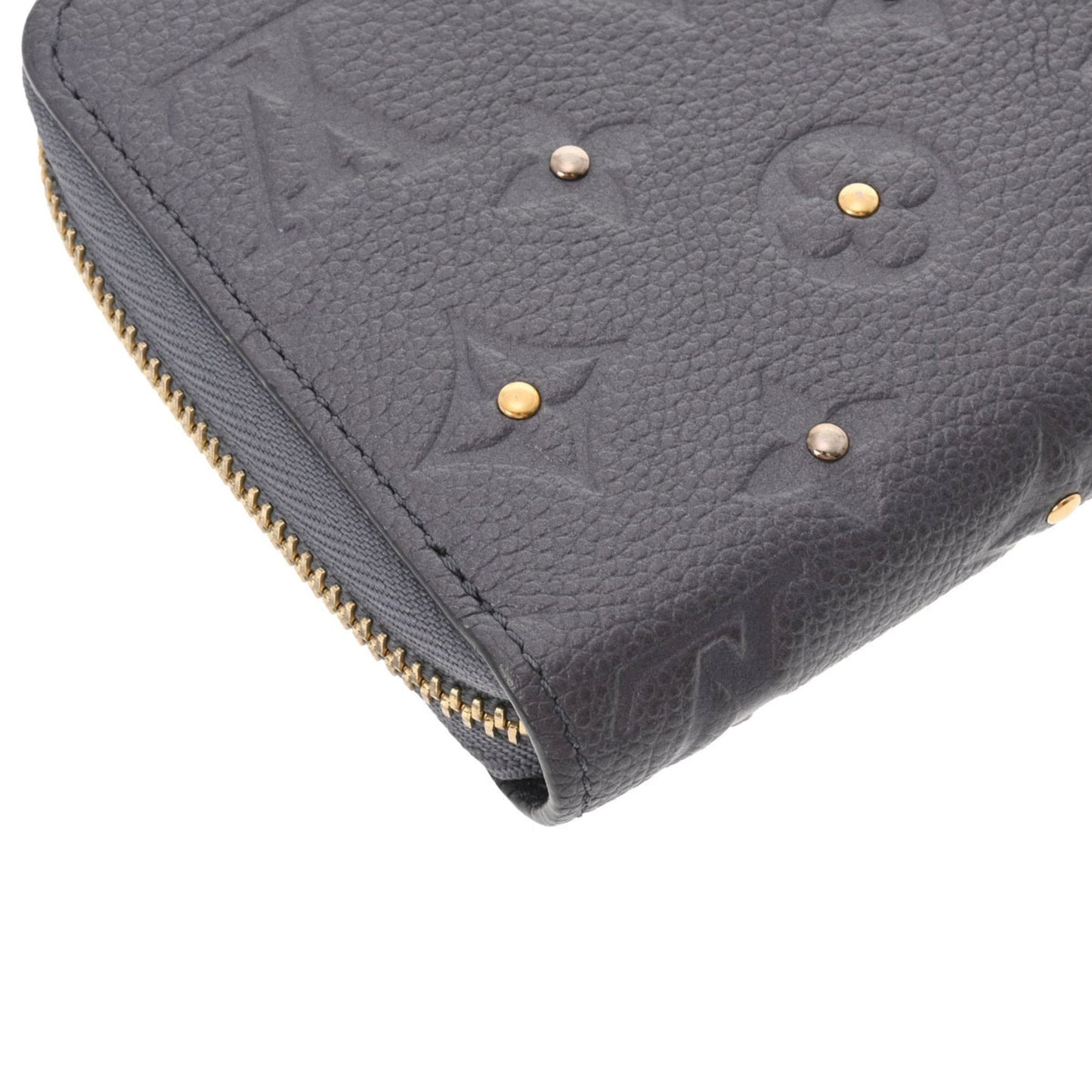 LOUIS VUITTON Monogram Empreinte Zippy Grissilver M62209 Unisex Leather Studded Long Wallet