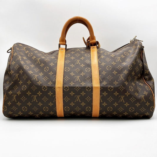 LOUIS VUITTON Keepall Bandouliere 55 Monogram Boston Bag Travel Brown PVC Women Men M41414