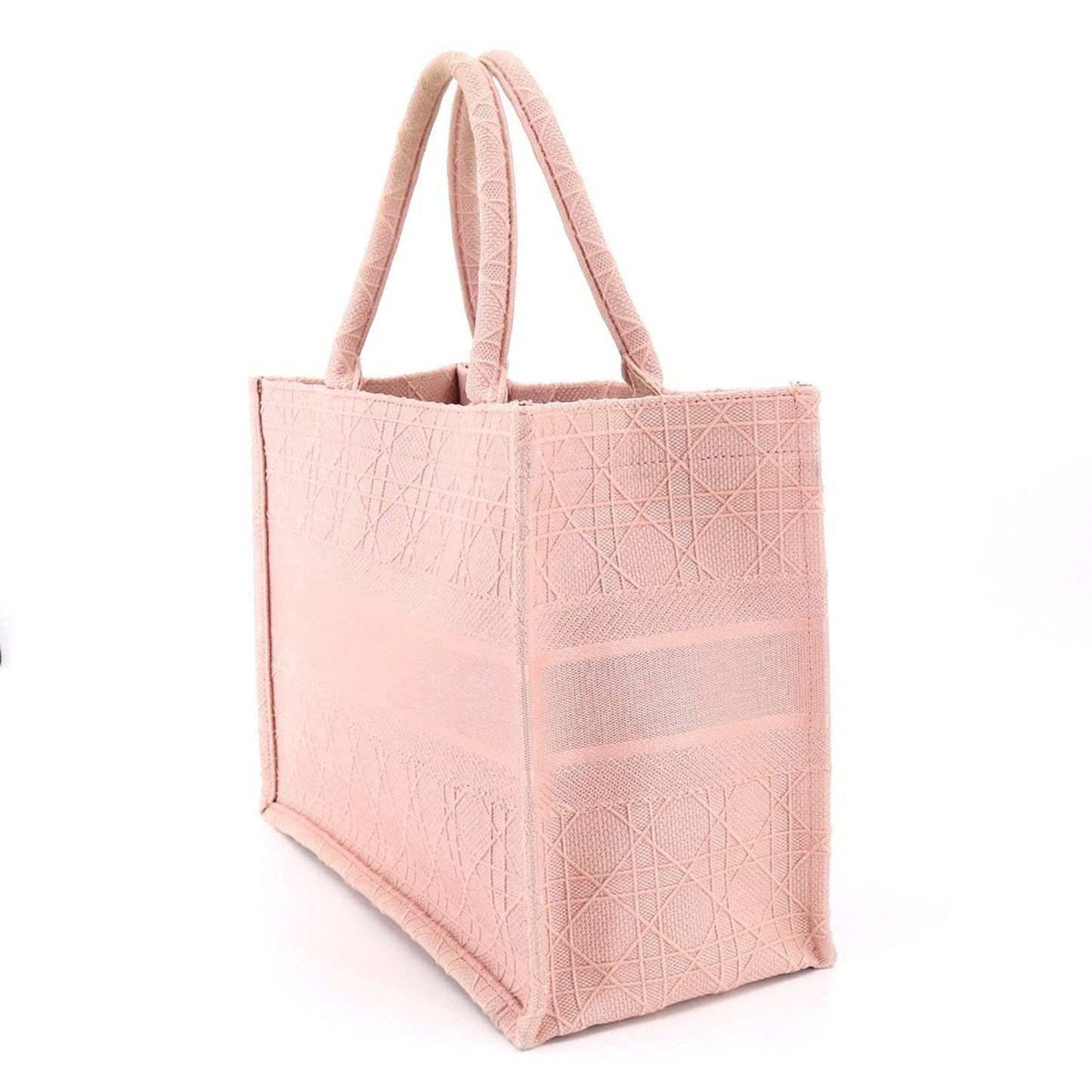 CHRISTIAN DIOR Cannage Book Tote Medium Bag Canvas Pink M1296ZREY