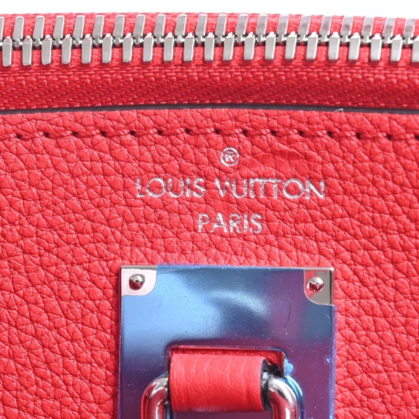 LOUIS VUITTON Leather City Steamer PM Handbag M51030 Red Ladies