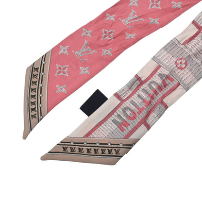 LOUIS VUITTON Bandeau BB LV Details Pink M78149 Women's 100% Silk Scarf Muffler