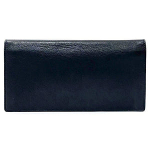 Christian Dior Folio Long Wallet Navy Leather Women's Dark Blue