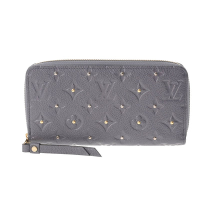 LOUIS VUITTON Monogram Empreinte Zippy Grissilver M62209 Unisex Leather Studded Long Wallet