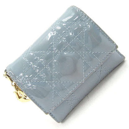 CHRISTIAN DIOR Dior Trifold Wallet Lady Lotus S0181OVRB Light Blue Patent Calfskin Ladies Christian