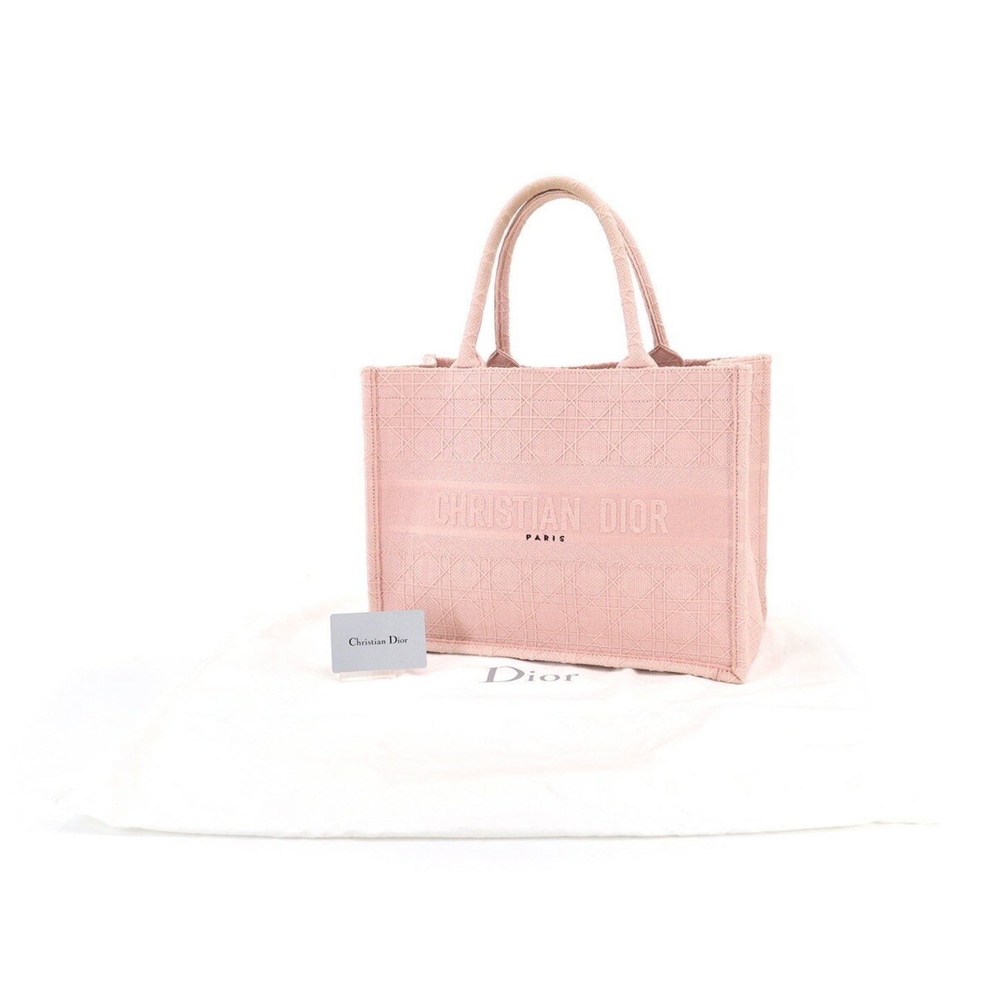 CHRISTIAN DIOR Cannage Book Tote Medium Bag Canvas Pink M1296ZREY