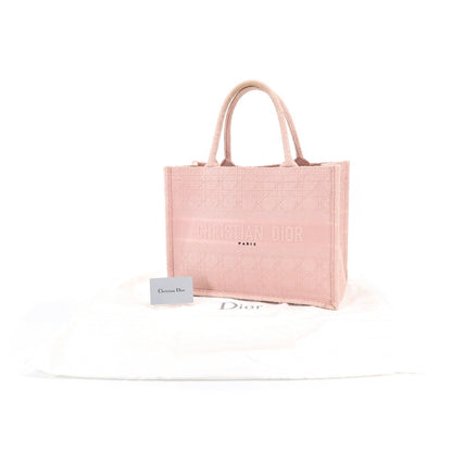 CHRISTIAN DIOR Cannage Book Tote Medium Bag Canvas Pink M1296ZREY