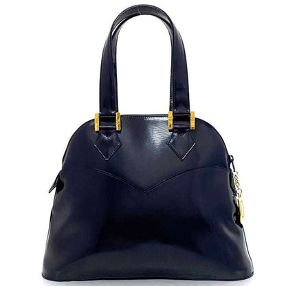 YVES SAINT LAURENT handbag navy gold leather GP  YSL charm