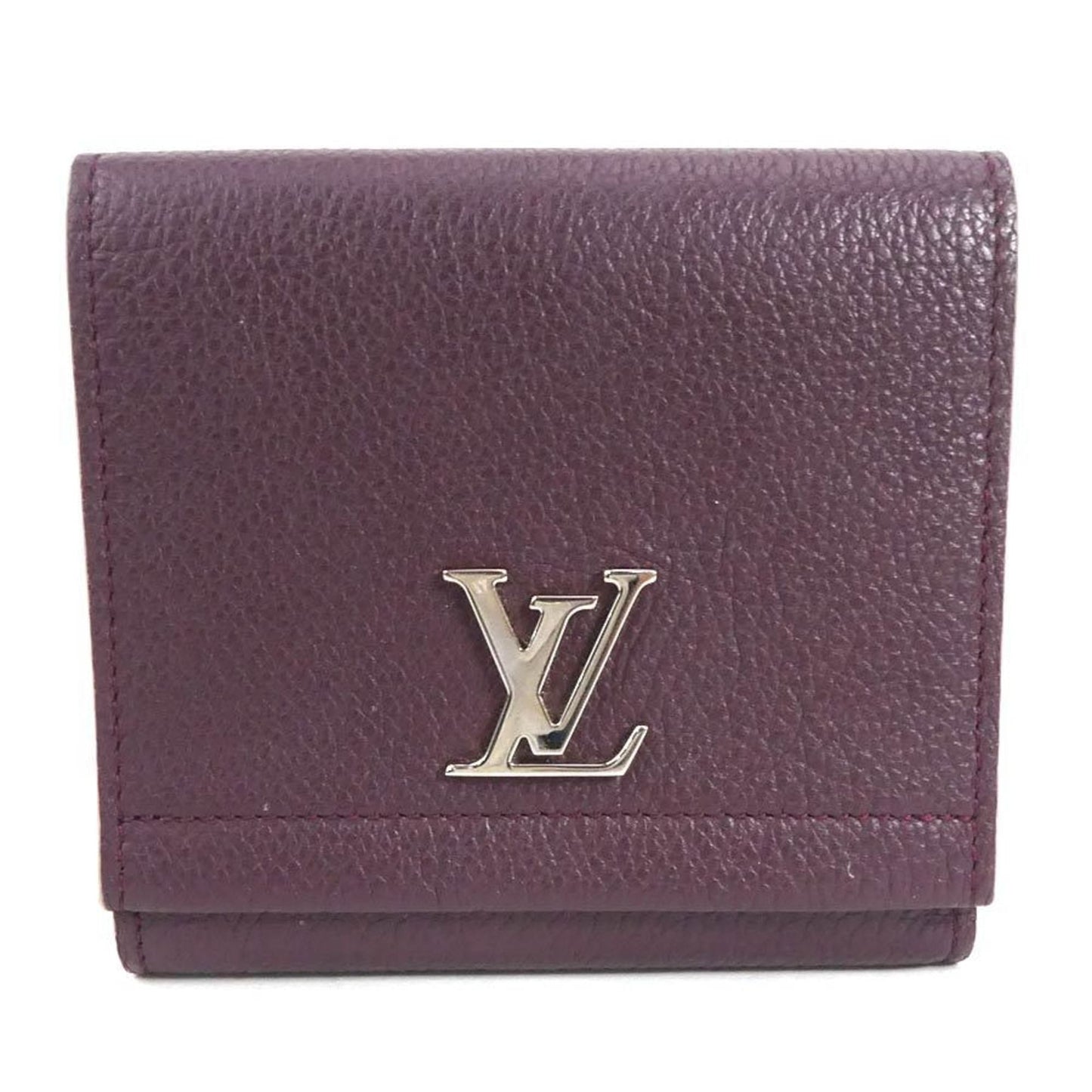 LOUIS VUITTON Bifold Wallet Portefeuille Lock Me 2 Compact/Taurillon Prune Unisex M64837