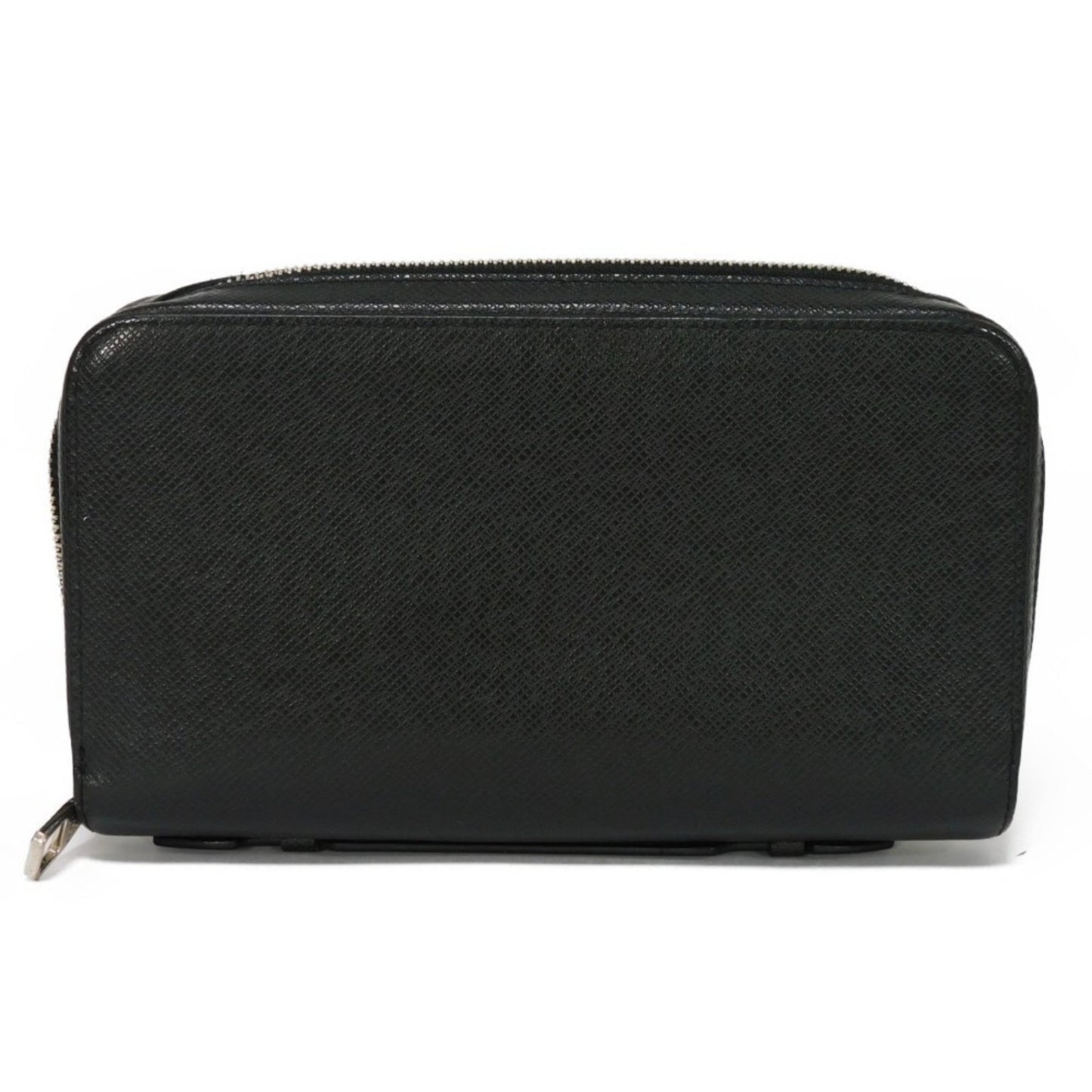 LOUIS VUITTON Long Wallet Zippy XL LV Logo Black Handle Round Zipper Clutch Bag Travel Case Taiga M44275 Men's Billfold