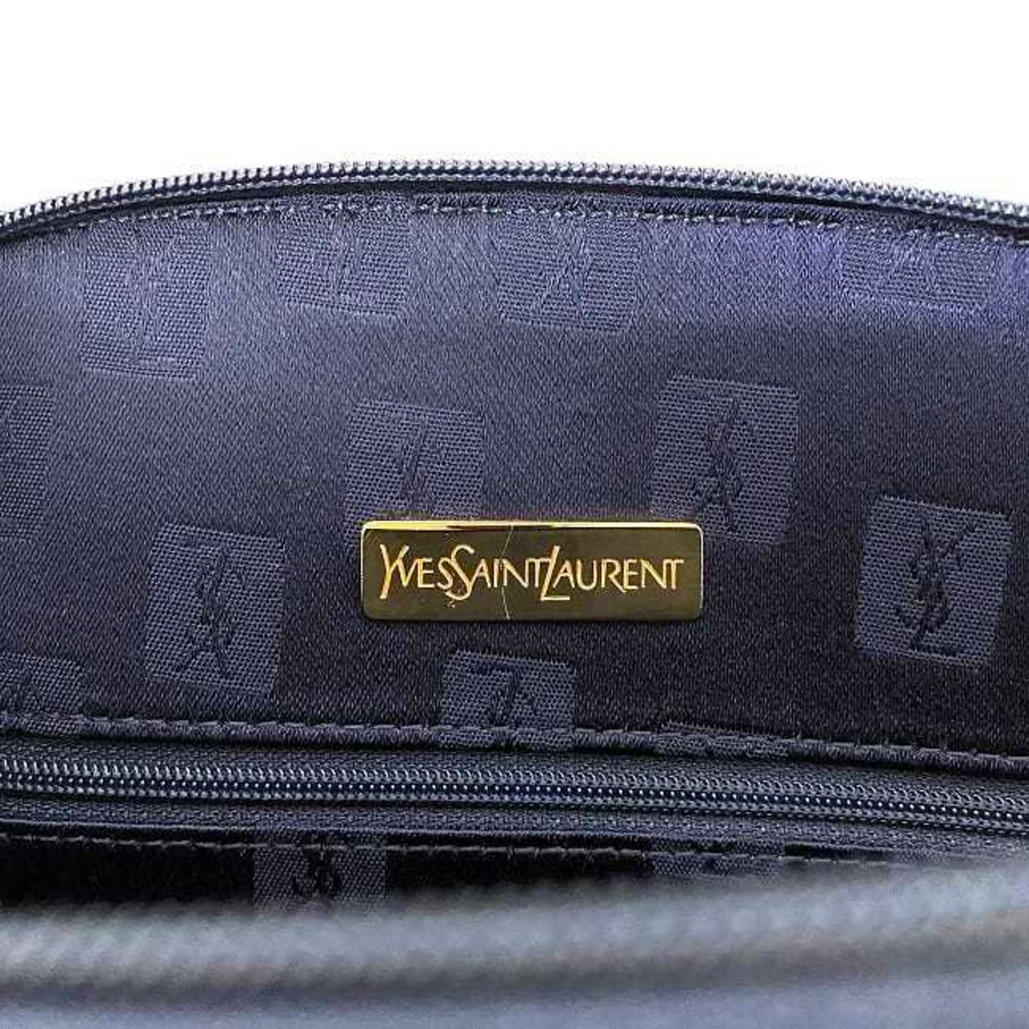 YVES SAINT LAURENT handbag navy gold leather GP  YSL charm