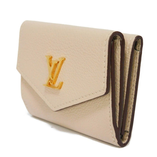 LOUIS VUITTON Trifold Wallet Portefeuille Lock Mini Snap Button Compact LV Logo Greige M69340 Men's Women's Billfold