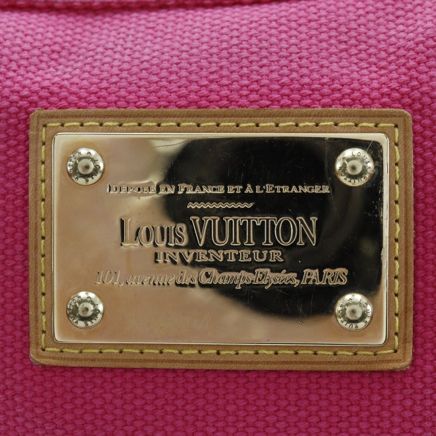 LOUIS VUITTON Antigua Tote Bag Hippo MM M40085 Canvas Rose Made in France 2005 Pink SP1025 Shoulder Handbag A4 Zipper Ladies