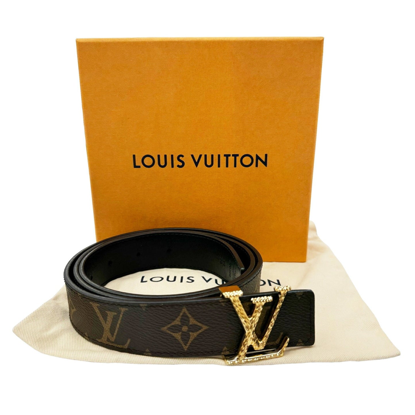 LOUIS VUITTON Belt LV Initial 30MM Monogram M0350 JJ3290 90cm Men's Women's