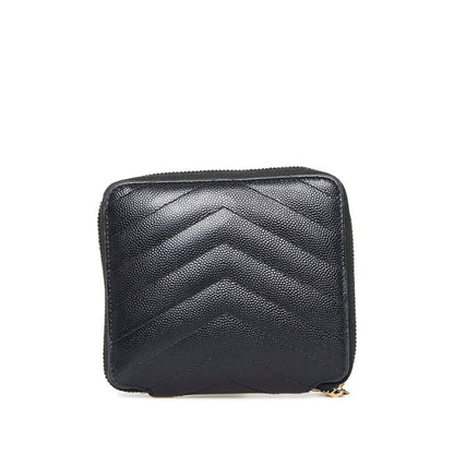 SAINT LAURENT YSL quilted bi-fold wallet black leather ladies