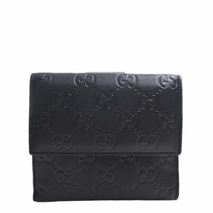 GUCCIsima Leather Bifold Wallet 212090 Black Women's