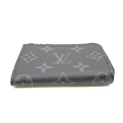 LOUIS VUITTON Wallet Porte Monedeur Black x Gray Coin Case Purse L-shaped Men's Monogram Eclipse PVC Leather M63536 LOUISVUITTON