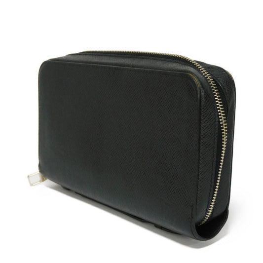 LOUIS VUITTON Long Wallet Zippy XL LV Logo Black Handle Round Zipper Clutch Bag Travel Case Taiga M44275 Men's Billfold