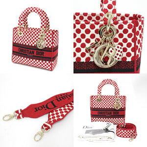 Christian Dior DIOR Dior Amour Lady D-Lite Dee Light Mini Medium Bag Red x Polka Dot Canvas M0565OBBE_933U Handbag Shoulder