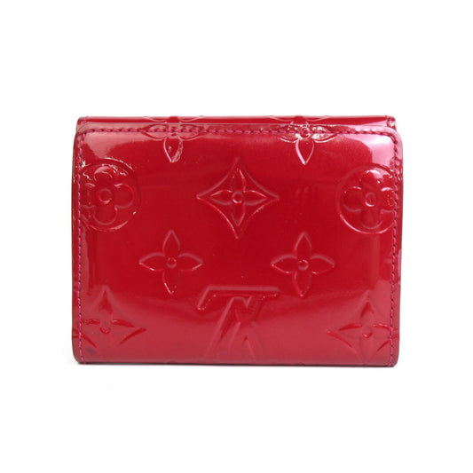 LOUIS VUITTON Coin Case Card Monogram Vernis Ludlow Patent Leather Red Gold Ladies