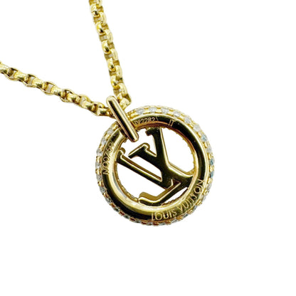 LOUIS VUITTON Necklace Louise by Night S00 Pendant M00759 SP2232 Gold Women Men Rhinestone